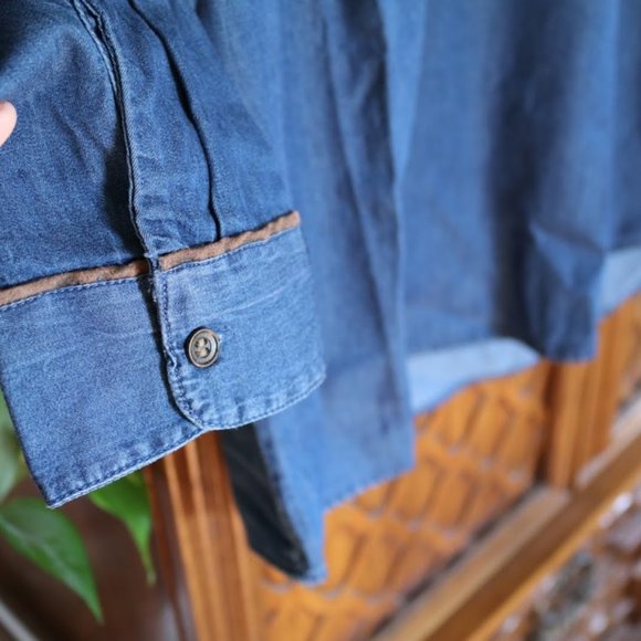 Hannah Tie Neck Denim Studded Peasant Top Tunic  – NWT! - Picture 8 of 13